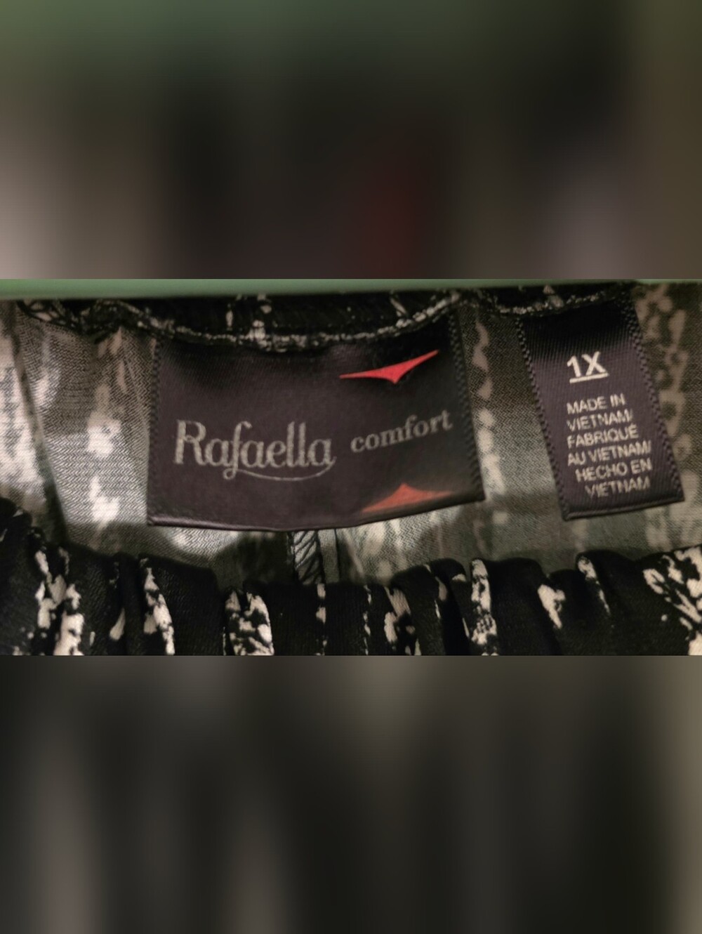 Rafaella Black Wide-Leg Pants with Cream Pattern - Picture 3 of 3